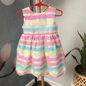 Blueberi Loulevard Girls' Pastel Striped Sleeveless Party Dress - Pink size 24 m